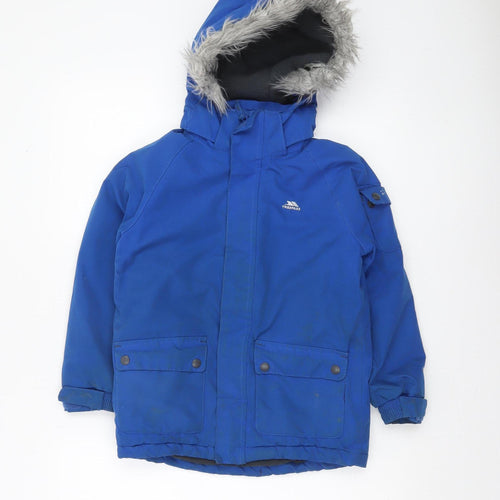 Trespass Boys Blue Waterproof Hooded Parka Coat 5-6 Years Winter Lined