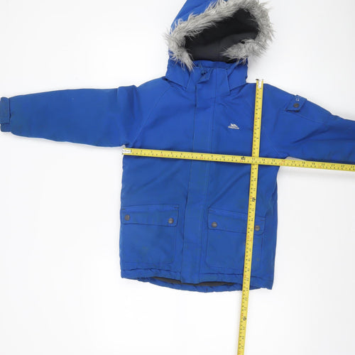 Trespass Boys Blue Waterproof Hooded Parka Coat 5-6 Years Winter Lined