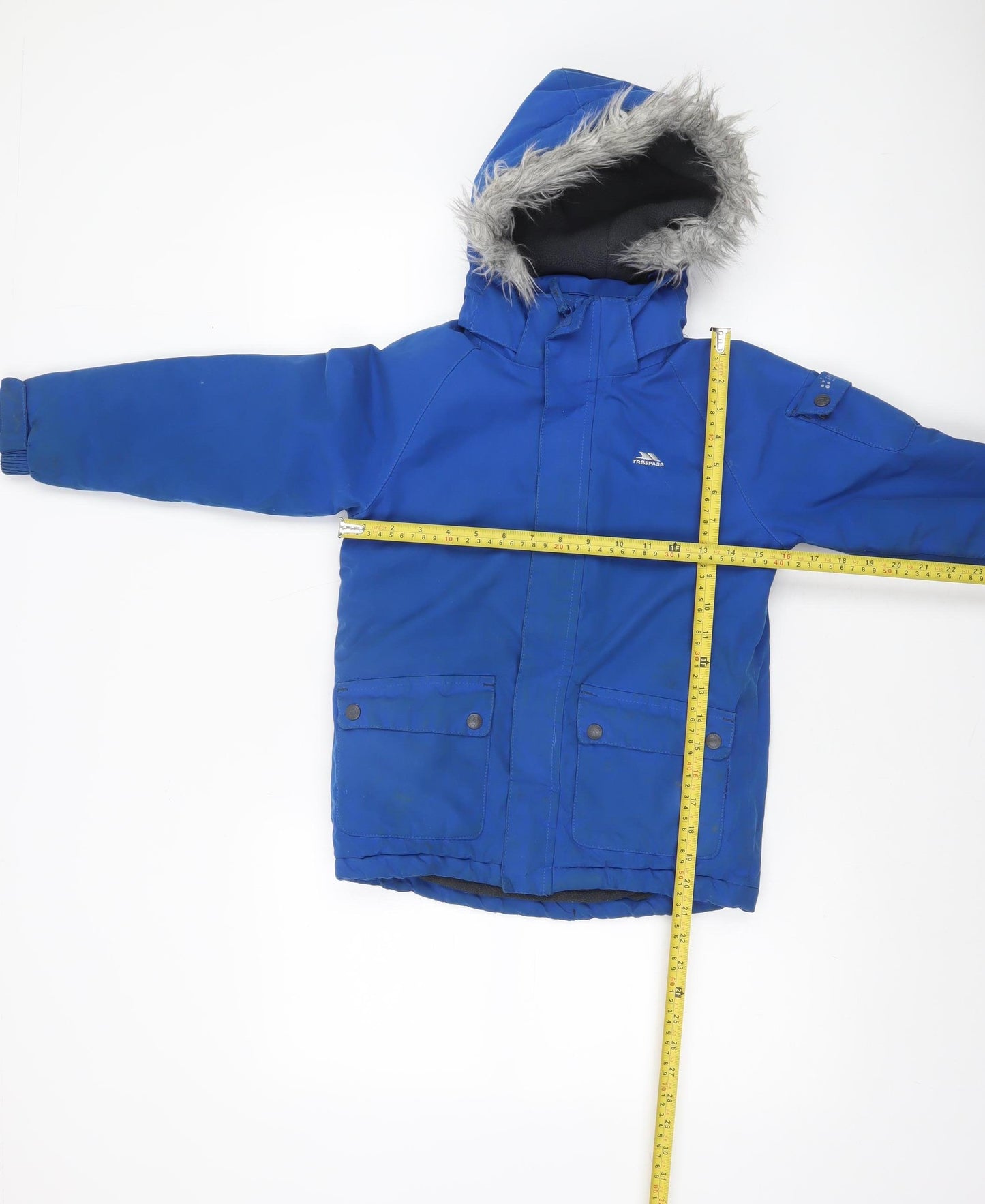 Trespass Boys Blue Waterproof Hooded Parka Coat 5-6 Years Winter Lined