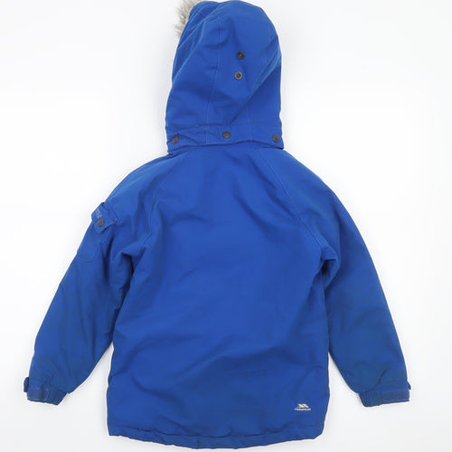 Trespass Boys Blue Waterproof Hooded Parka Coat 5-6 Years Winter Lined