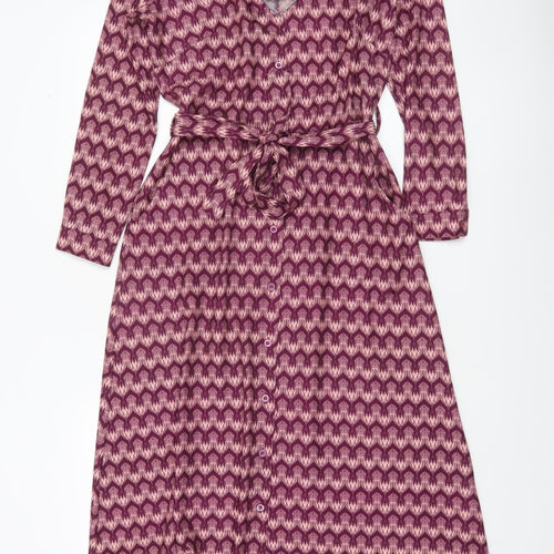 Kate & Pippa Women’s Purple Geometric Long Sleeve Shirt Dress XS