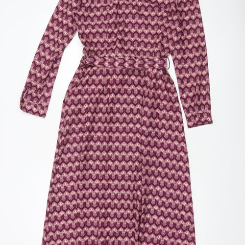 Kate & Pippa Women’s Purple Geometric Long Sleeve Shirt Dress XS