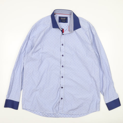 Advise Men's Blue 2XL Slim Fit Long Sleeve Dress Shirt