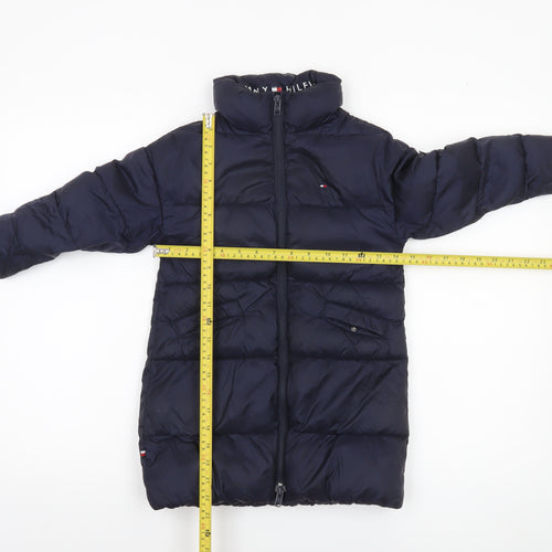 Tommy Hilfiger Girls Blue Long Puffer Coat 4 Years Full Zip Winter Jacket