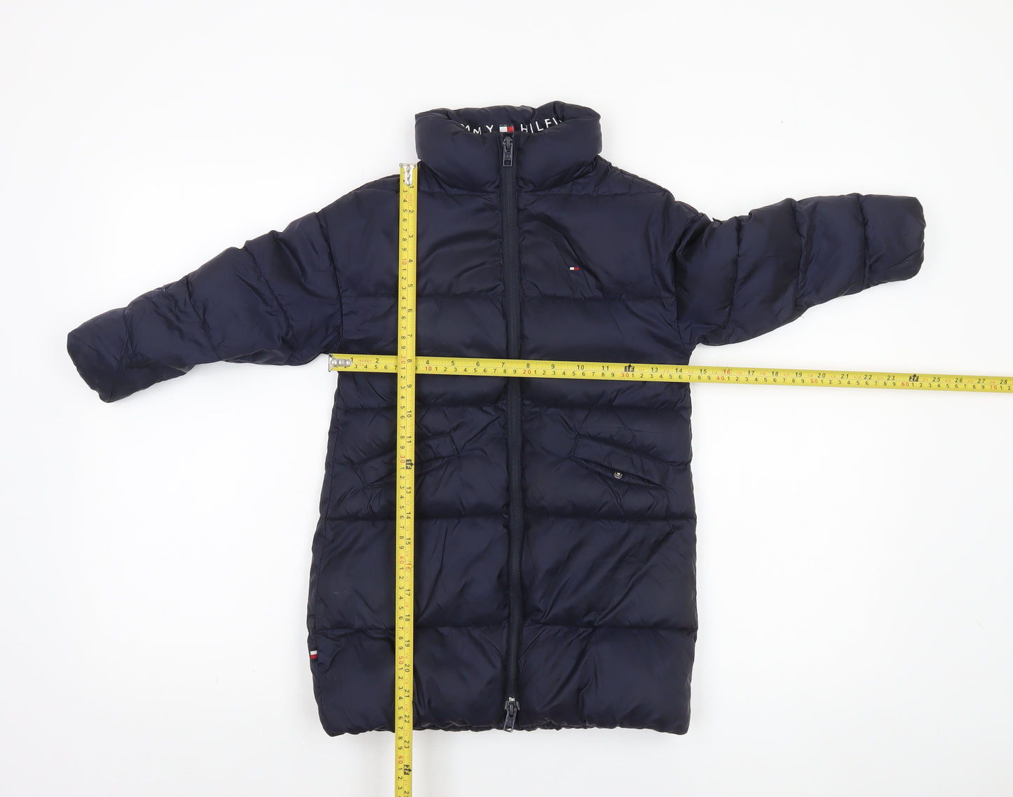 Tommy Hilfiger Girls Blue Long Puffer Coat 4 Years Full Zip Winter Jacket