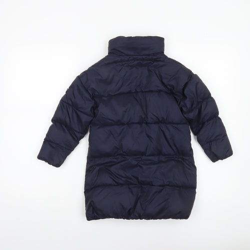 Tommy Hilfiger Girls Blue Long Puffer Coat 4 Years Full Zip Winter Jacket