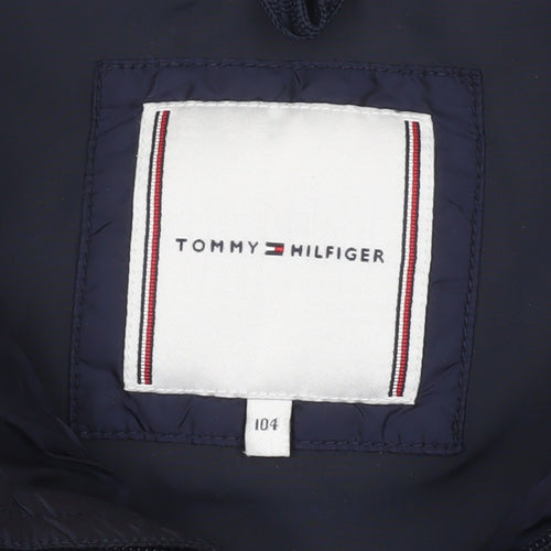 Tommy Hilfiger Girls Blue Long Puffer Coat 4 Years Full Zip Winter Jacket