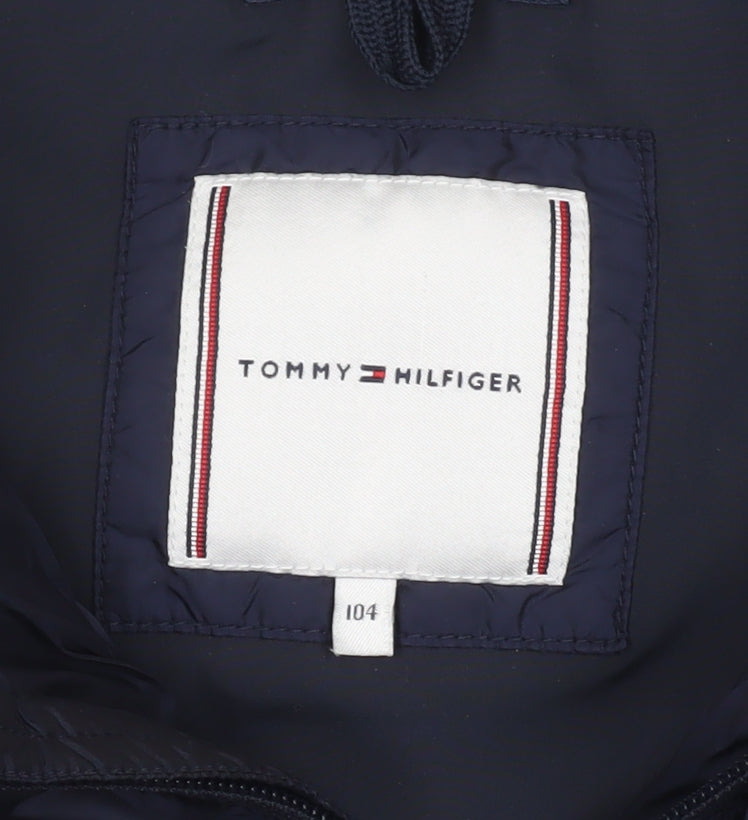 Tommy Hilfiger Girls Blue Long Puffer Coat 4 Years Full Zip Winter Jacket