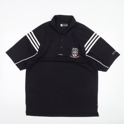 O Neills Men Black L Sports Polo Shirt Sligo Embroidered Logo