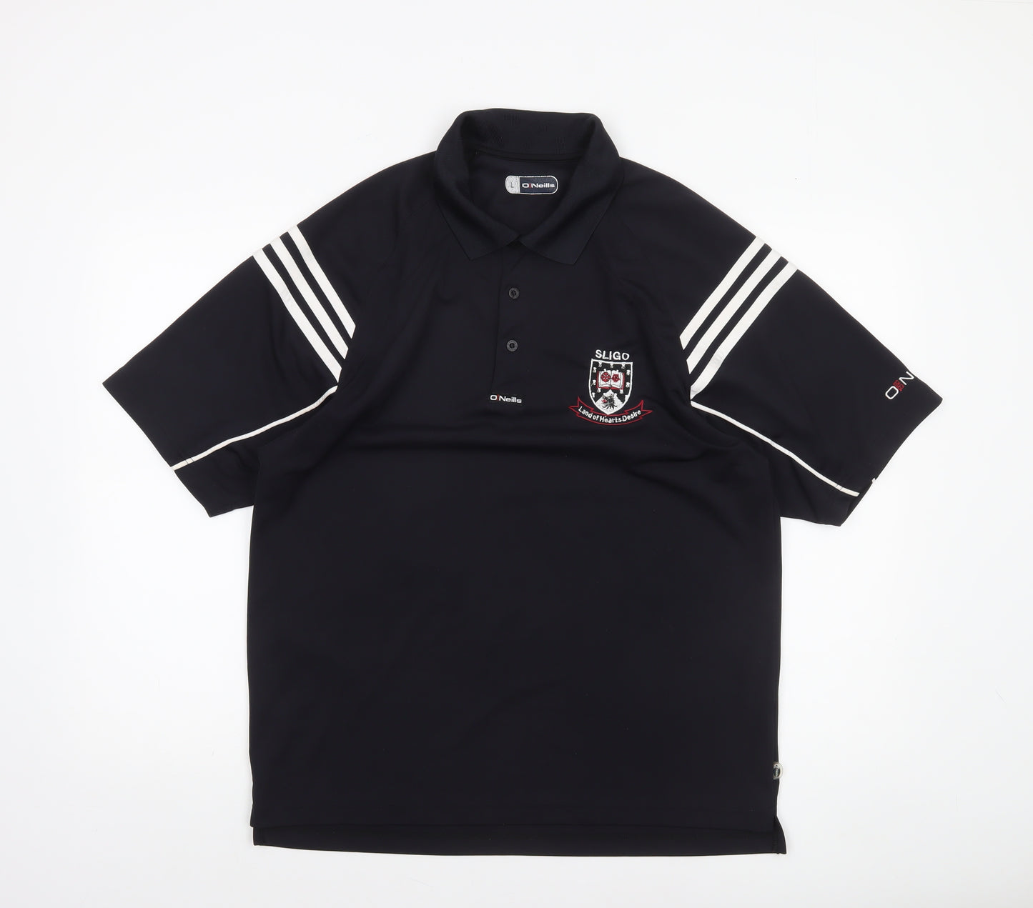 O Neills Men Black L Sports Polo Shirt Sligo Embroidered Logo