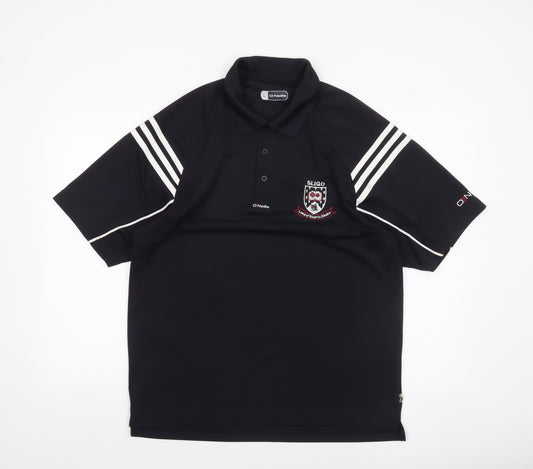 O Neills Men Black L Sports Polo Shirt Sligo Embroidered Logo