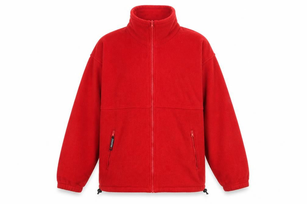 Front view of Jack Murphy Men’s Red Fleece Jacket Zip Front Medium Outdoor Warmwear