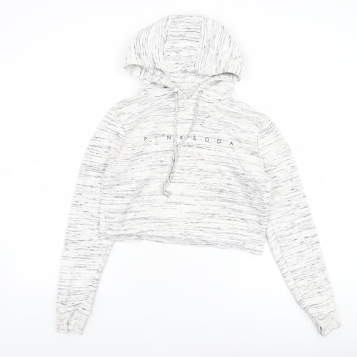Pink Soda Sport Women's Grey Cropped Hoodie UK 10 Pullover