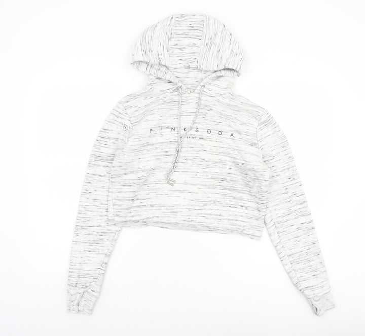 Pink Soda Sport Women's Grey Cropped Hoodie UK 10 Pullover