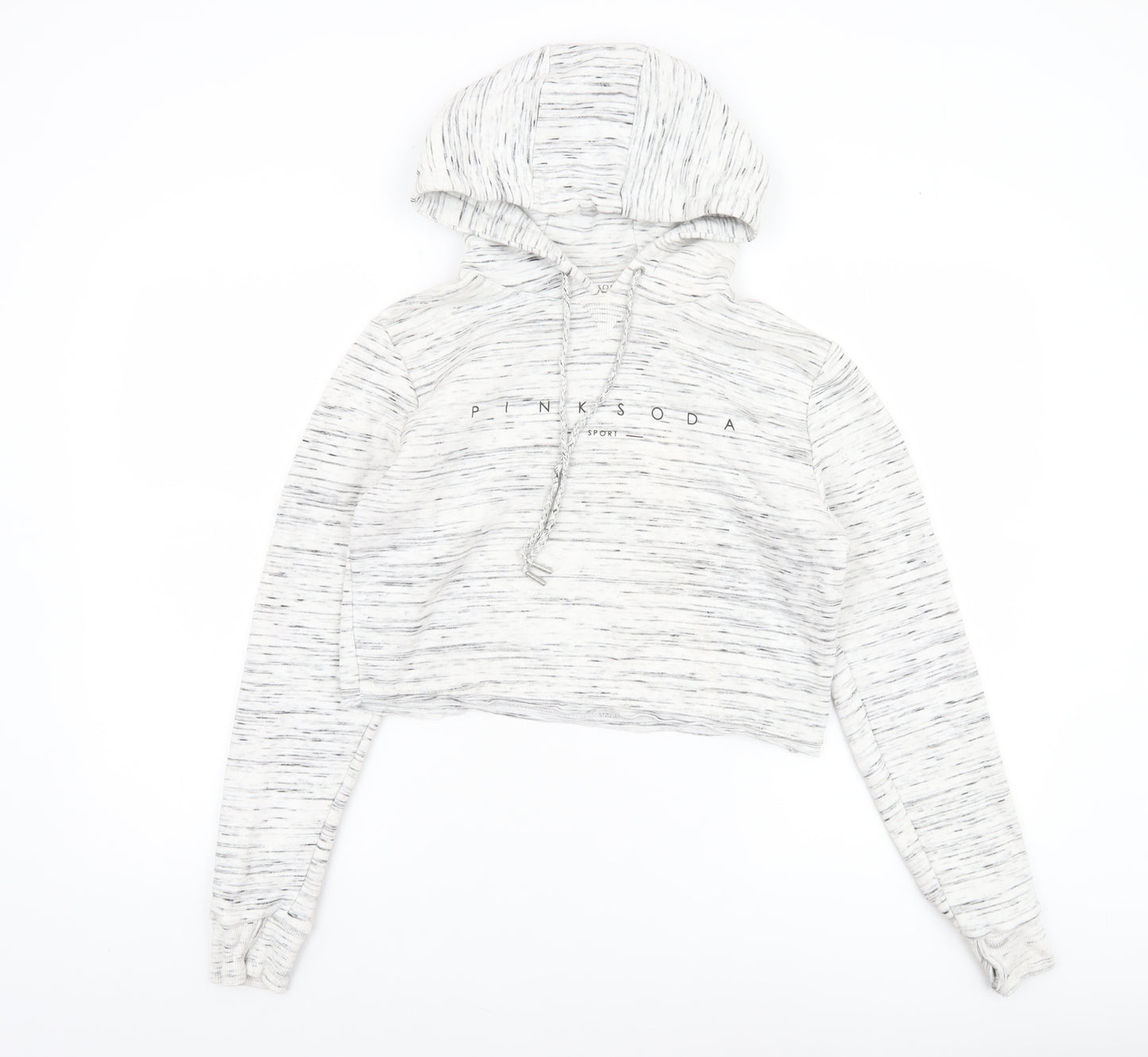 Pink Soda Sport Women's Grey Cropped Hoodie UK 10 Pullover