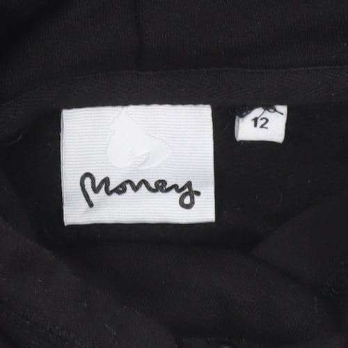 Money Women Black Size 12 Pullover Hoodie 70% Cotton Blend Logo Print