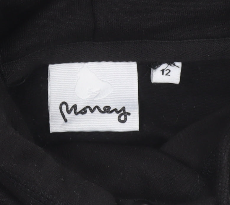 Money Women Black Size 12 Pullover Hoodie 70% Cotton Blend Logo Print