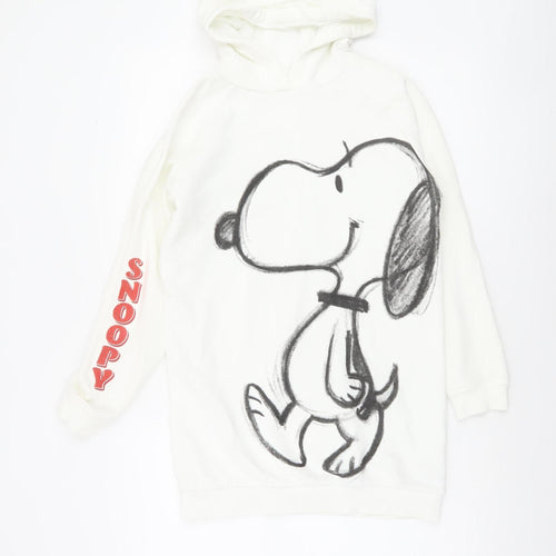 Marks and Spencer Girls White Snoopy Peanuts Pullover Hoodie 11-12 Years