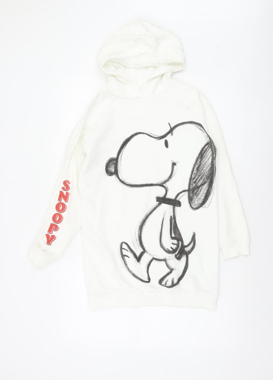 Marks and Spencer Girls White Snoopy Peanuts Pullover Hoodie 11-12 Years