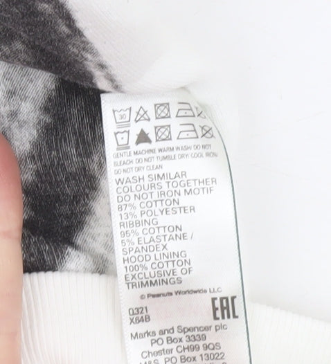 Marks and Spencer Girls White Snoopy Peanuts Pullover Hoodie 11-12 Years