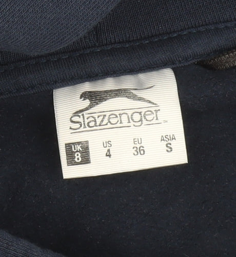 Slazenger Womens Navy Blue Pullover Hoodie UK 8 Cotton Blend Tennis Print