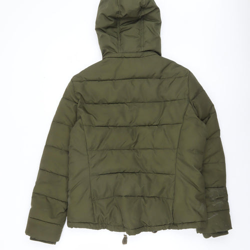 Topshop Women Green Size 14 Hooded Puffer Jacket Winter Coat