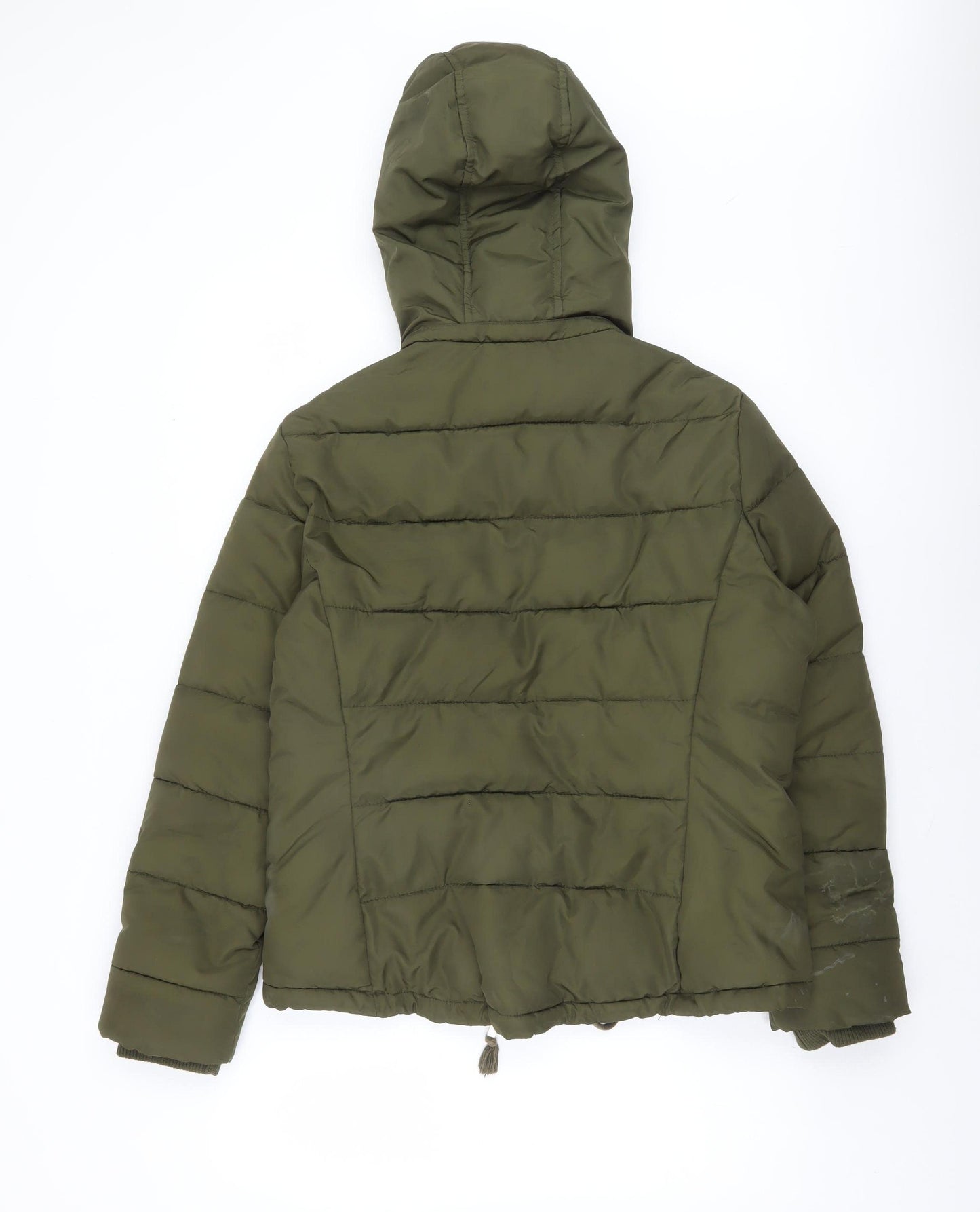 Topshop Women Green Size 14 Hooded Puffer Jacket Winter Coat