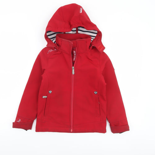 Voile Bleue Boys Red Hooded Soft Shell Jacket 6 Years Windproof Lined