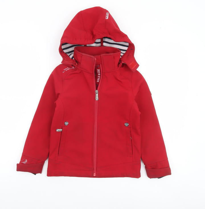 Voile Bleue Boys Red Hooded Soft Shell Jacket 6 Years Windproof Lined