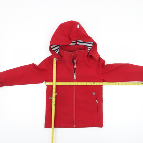 Voile Bleue Boys Red Hooded Soft Shell Jacket 6 Years Windproof Lined