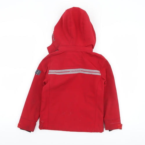 Voile Bleue Boys Red Hooded Soft Shell Jacket 6 Years Windproof Lined