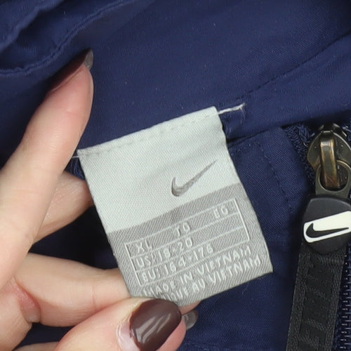 Nike Women's Blue Hooded Windbreaker Jacket Size 20 Lightweight Nylon