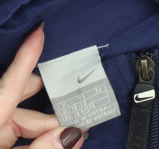 Nike Women's Blue Hooded Windbreaker Jacket Size 20 Lightweight Nylon