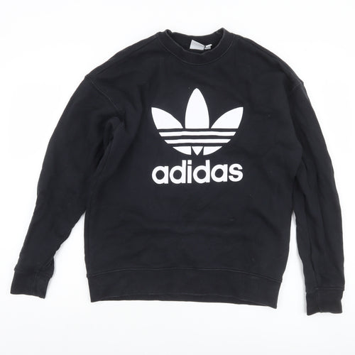 Adidas Women Black Crew Neck Pullover Sweatshirt Size 8