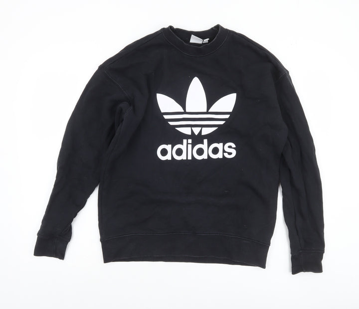 Adidas Women Black Crew Neck Pullover Sweatshirt Size 8
