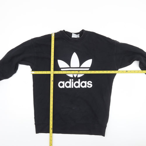 Adidas Women Black Crew Neck Pullover Sweatshirt Size 8