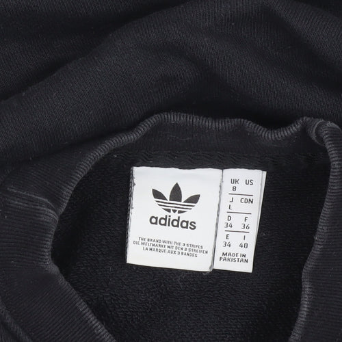 Adidas Women Black Crew Neck Pullover Sweatshirt Size 8