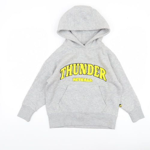 Manchester Thunder Boys Grey Hooded Pullover Hoodie Size M Youth
