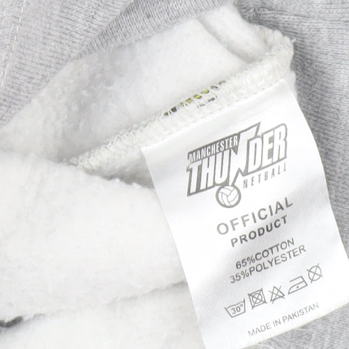 Manchester Thunder Boys Grey Hooded Pullover Hoodie Size M Youth