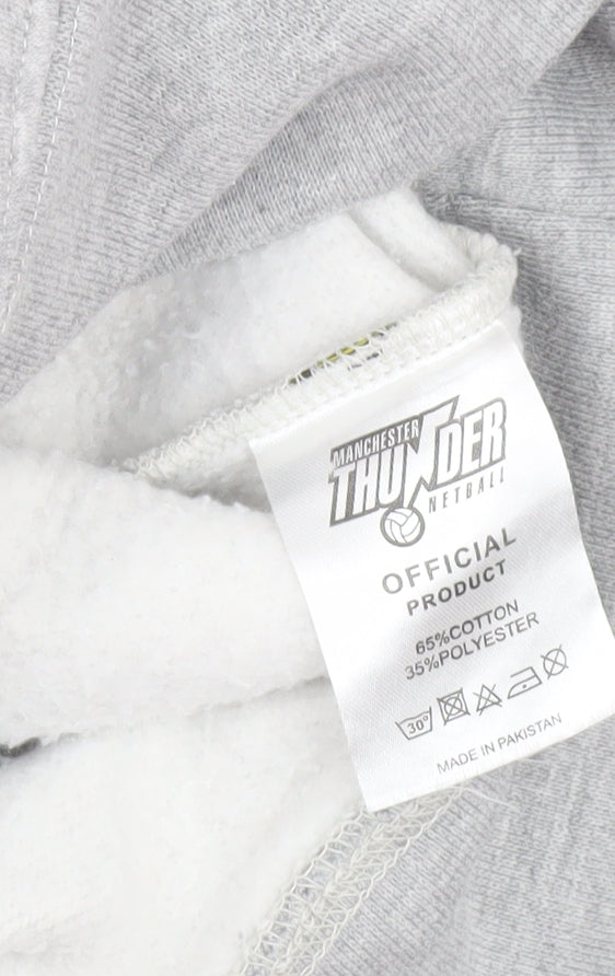 Manchester Thunder Boys Grey Hooded Pullover Hoodie Size M Youth