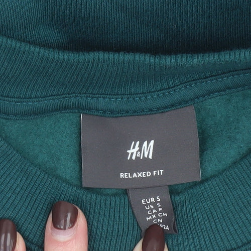 H&M Men's Green Relaxed Fit Pullover Sweatshirt Size S