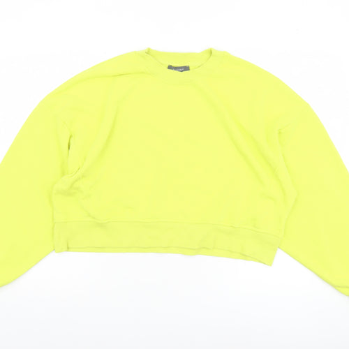Primark Women Yellow Crew Neck Pullover Sweatshirt L Relaxed Fit