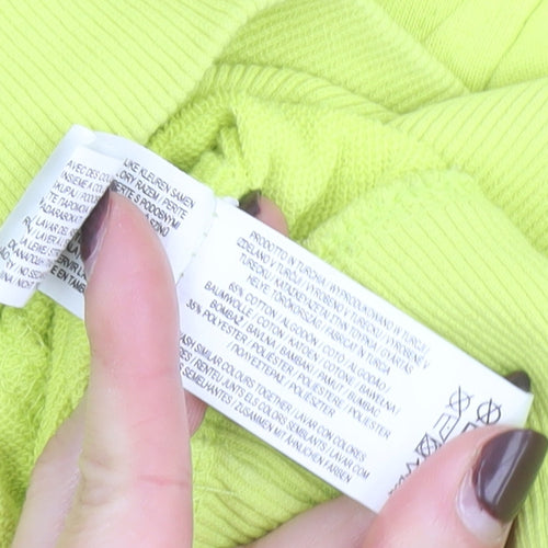 Primark Women Yellow Crew Neck Pullover Sweatshirt L Relaxed Fit