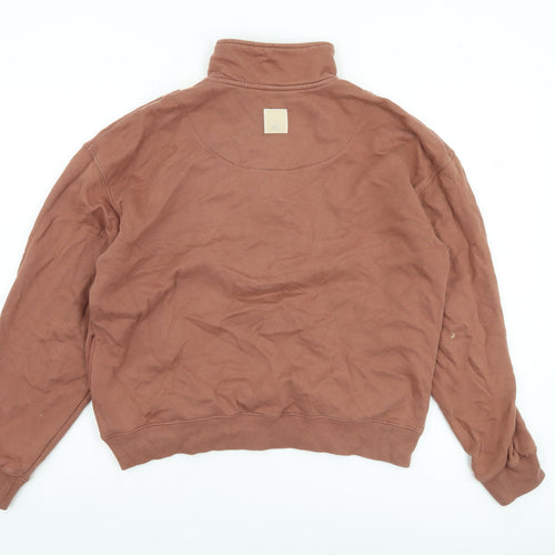 Nude Lucy Womens Brown 1/4 Zip Organic Cotton Pullover Sweatshirt XXS
