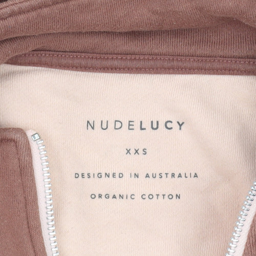 Nude Lucy Womens Brown 1/4 Zip Organic Cotton Pullover Sweatshirt XXS