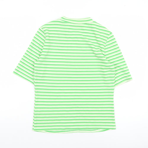 Kelly & Grace Women’s Green Striped Short Sleeve Cotton T-Shirt, Size S