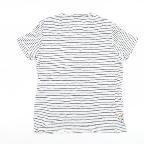 Marks and Spencer Women’s Ivory Floral Embroidered Striped T-Shirt Size 10