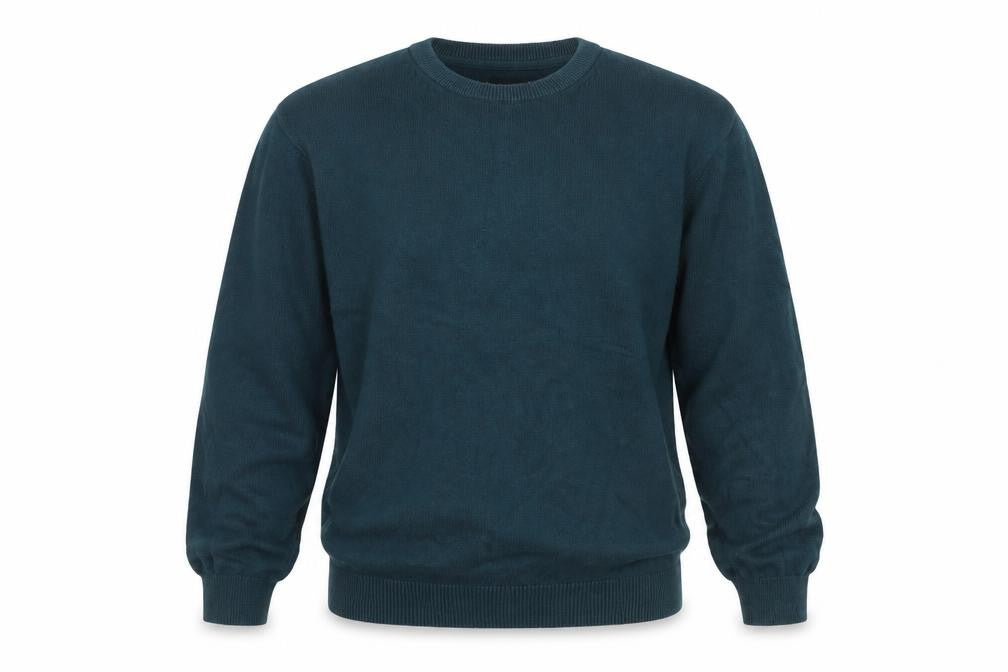 Front view of Dunnes Men’s Green Cotton Crew Neck Jumper, size L