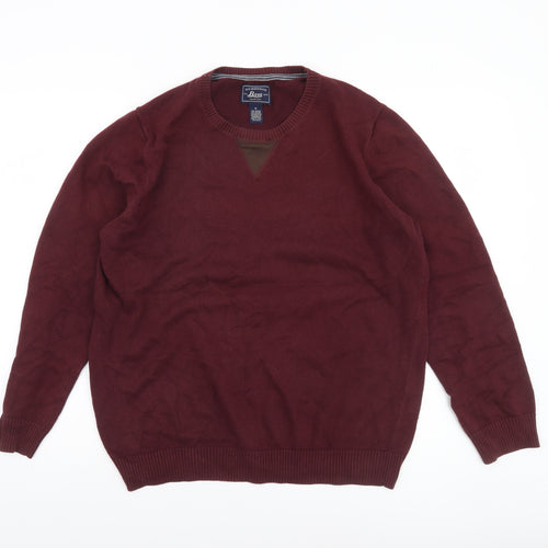 G.H. Bass & Co. Men's Red Cotton Crew Neck Pullover Jumper Size M
