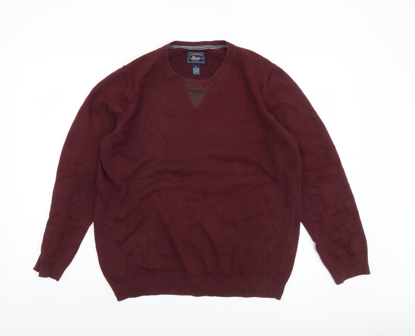 G.H. Bass & Co. Men's Red Cotton Crew Neck Pullover Jumper Size M